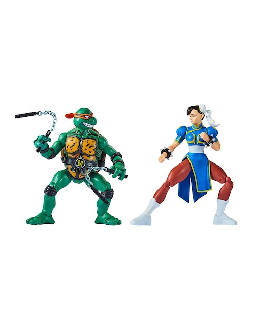 Set figuras de acción Michelangelo  & Chun-Li Playmates Toys articuladas