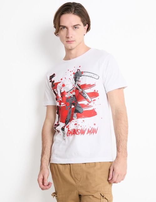 Playera Chainsaw Man-Denji cuello redondo para hombre