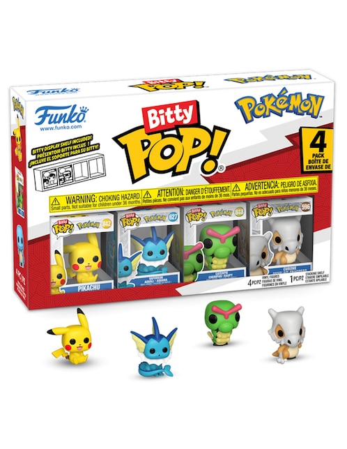 Funko Bitty POP! Pokémon Pikachu, Vaporeon, Caterpie y Cubone