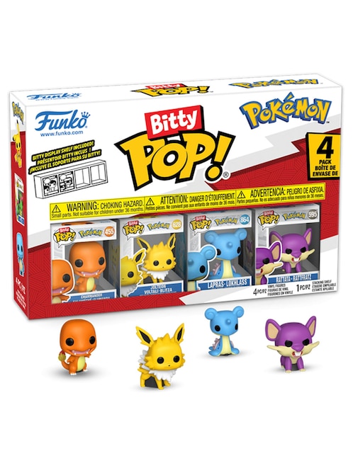 Funko Bitty POP! Pokémon Charmander, Jolteon, Lapras y Rattata