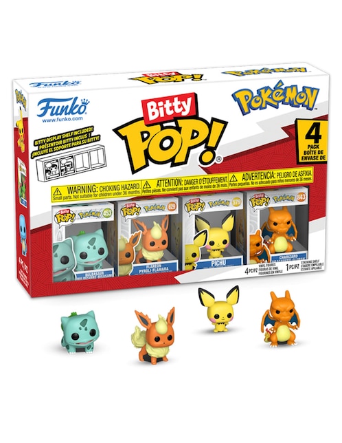 Funko Bitty POP! Pokémon Bulbasaur, Flareón, Pichu y Charizard