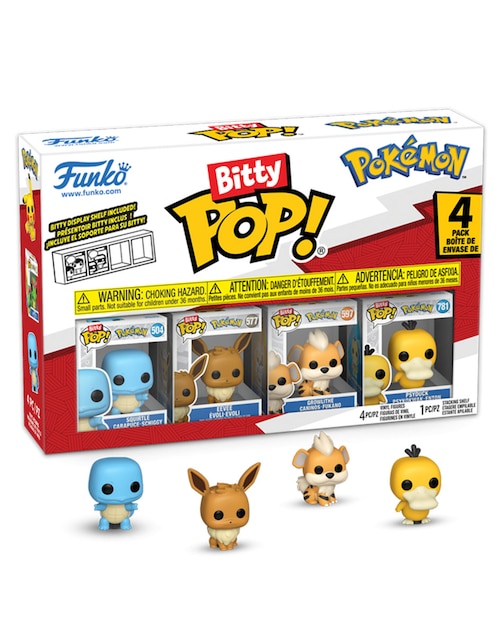 Bitty POP! Pokémon Squirtle Carapuce, Eevee Evoli-Evoli, Growlithe Caninos-Fukano, Psyduck Psykokwak-Enton 1