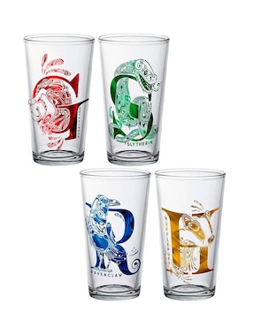 Vaso Para Agua Geek Industry Harry Potter De Vidrio Con 4 Piezas