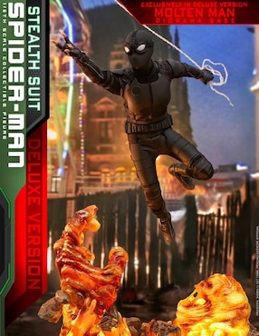 Figura de colección Marvel: Spiderman Far From Home Spider-Man deluxe Hot Toys con luz
