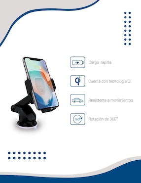 Soporte para celular con cargador Techzone inalámbrica