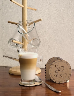 Set de portavasos Impremli de madera 6 piezas