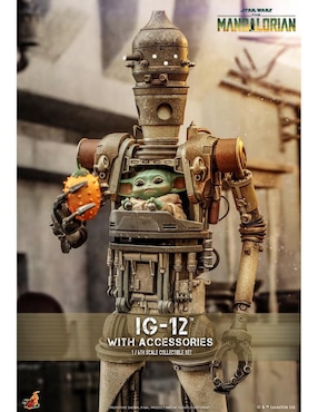 Figura de colección articulada Star Wars The Mandalorian IG-12 With Grogu especial Hot Toys