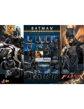 Set figuras acción articulada The Flash Batman Hot Toys con luz