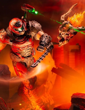 Figura de colección articulada Doom Eternal Slayer coleccionable Mondo con luz