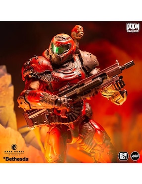 Figura de colección articulada Doom Eternal Slayer coleccionable Mondo con luz