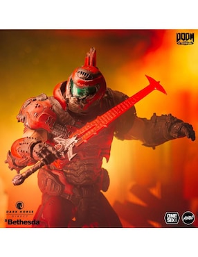 Figura de colección articulada Doom Eternal Slayer coleccionable Mondo con luz