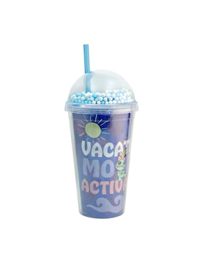 Vaso con tapa y popote Fun Kids Disney de plástico con 3 piezas
