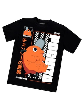 Playera Mascara de Latex Chainsaw Man cuello redondo para hombre
