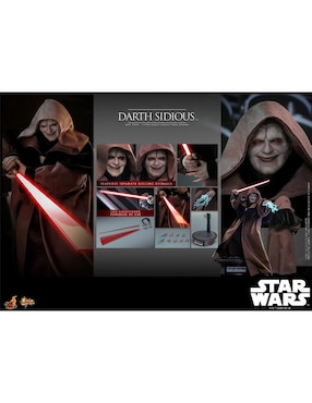 Figura de colección articulada Star Wars Darth Sidious Collectors Hot Toys con luz
