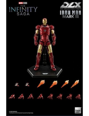 Figura de colección articulada Infinity Saga Iron Man Mark III Collectors Threezero con luz