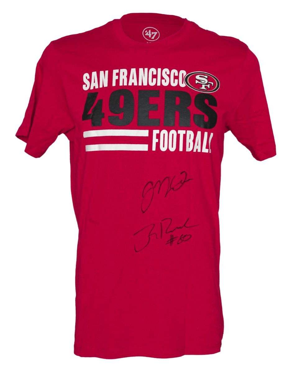 Playera autografiado por Joe Montana Y Jerry Rice 2