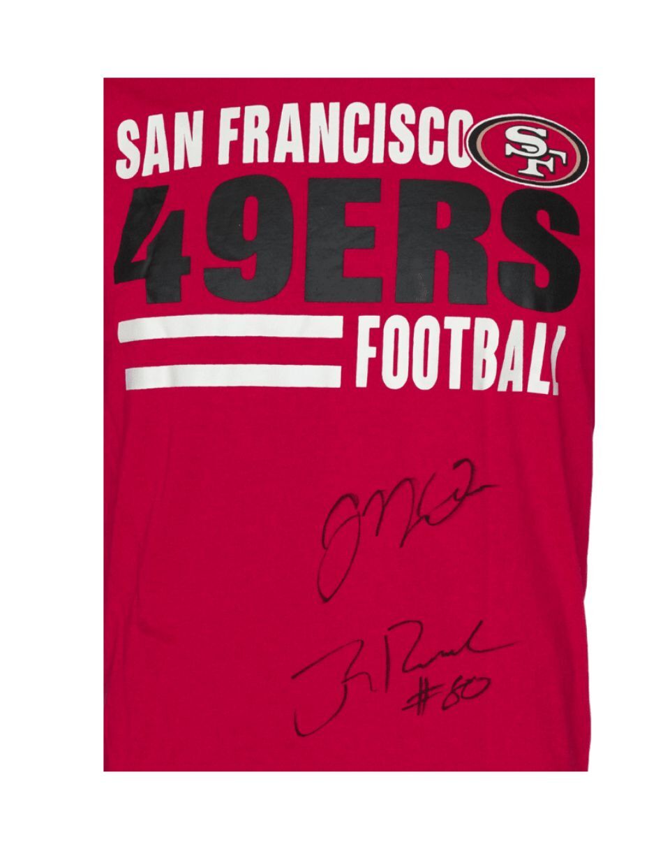 Playera autografiado por Joe Montana Y Jerry Rice 3