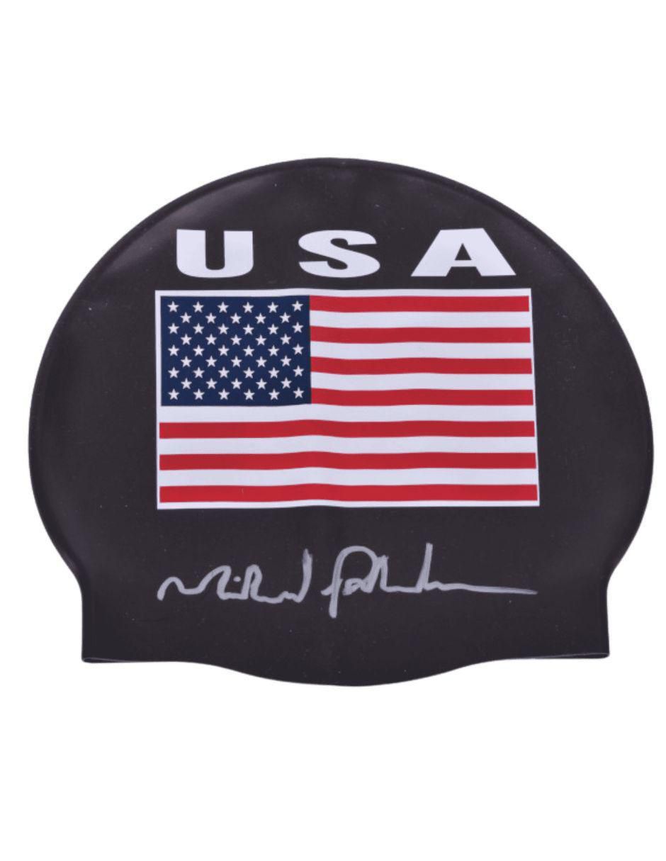 Gorra para natación autografiada por Michael Phelps 2