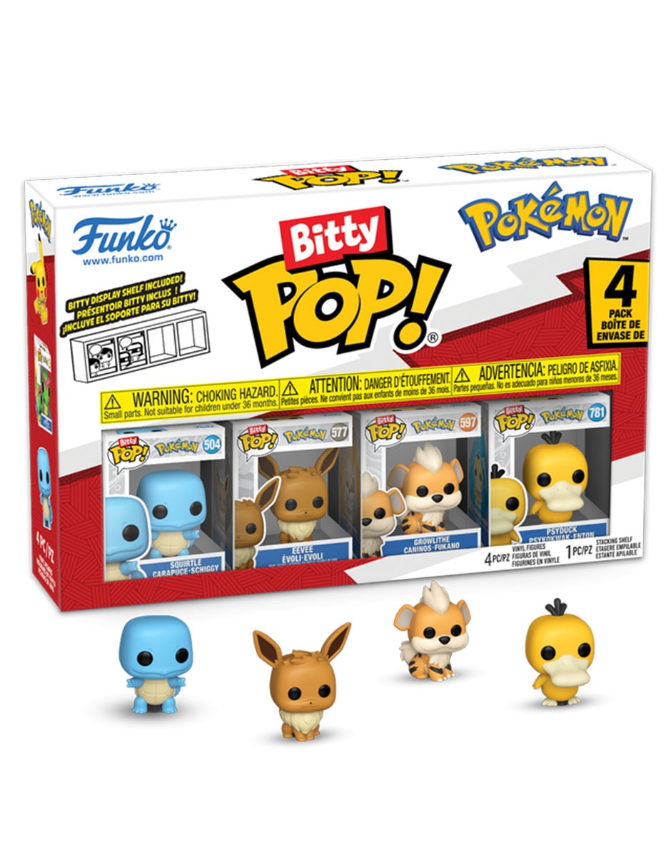 Bitty POP! Pokémon Squirtle Carapuce, Eevee Evoli-Evoli, Growlithe Caninos-Fukano, Psyduck Psykokwak-Enton