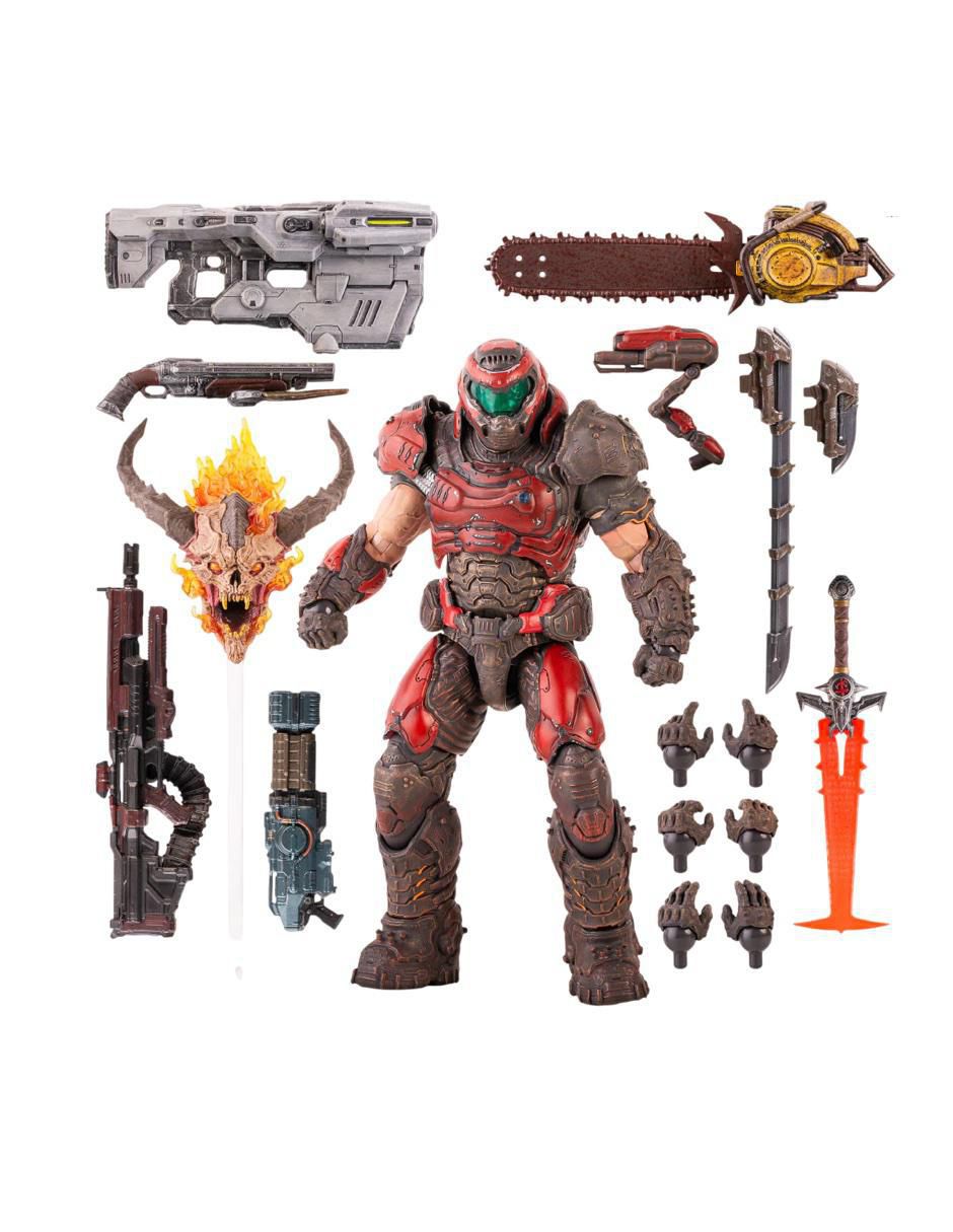 Figura de colección articulada Doom Eternal Slayer coleccionable con luz 2