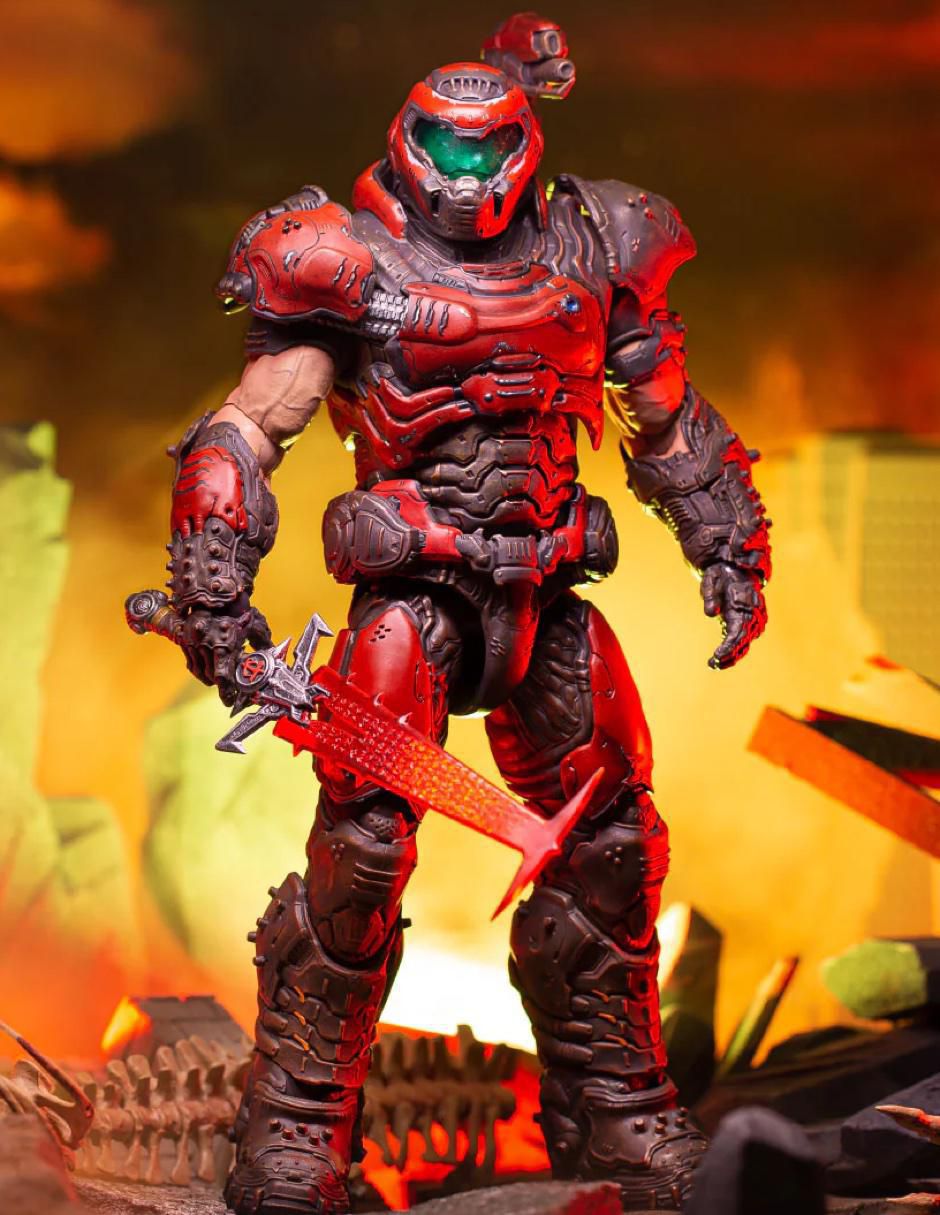 Figura de colección articulada Doom Eternal Slayer coleccionable con luz 4