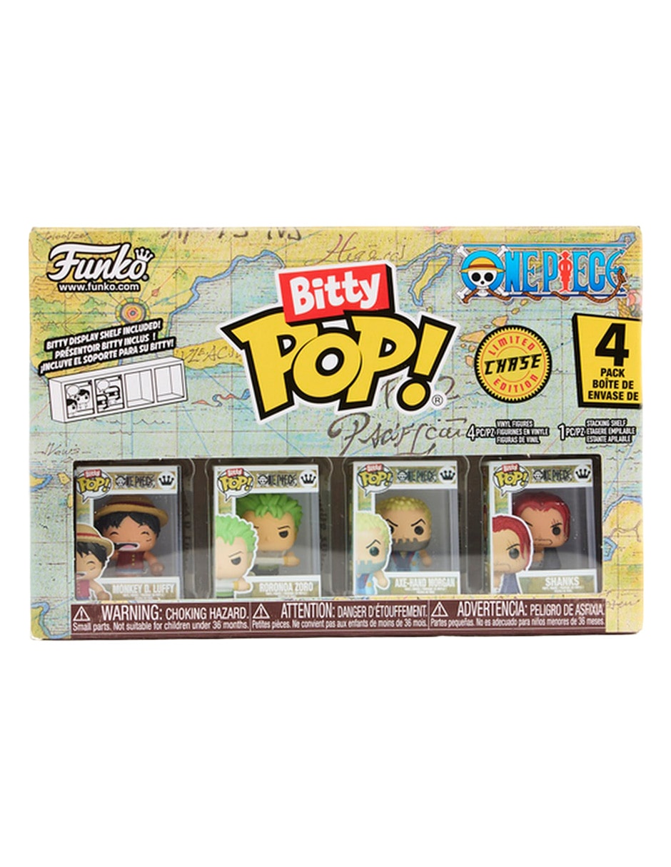 Set Bitty POP! One piece Monkey D. Luffy, Roronoa Zoro, Axe-Hand Morgan y Shanks 1